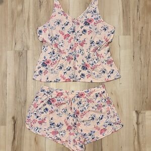 GAP Floral Two Piece Pajama Set Tank Top and Shorts